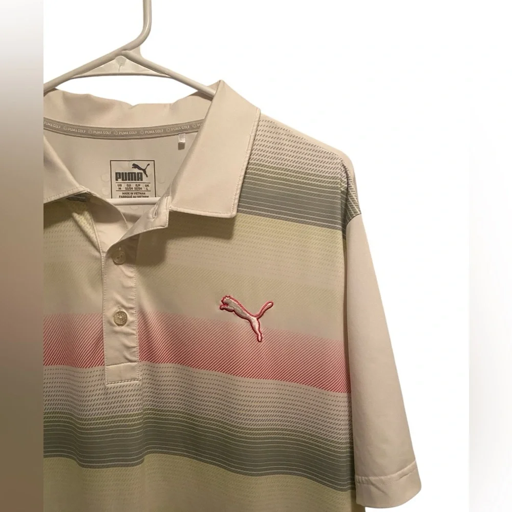 Puma Men's Striped‎ Polo Shirt - Size Medium. Good condition - Picture 3 of 6